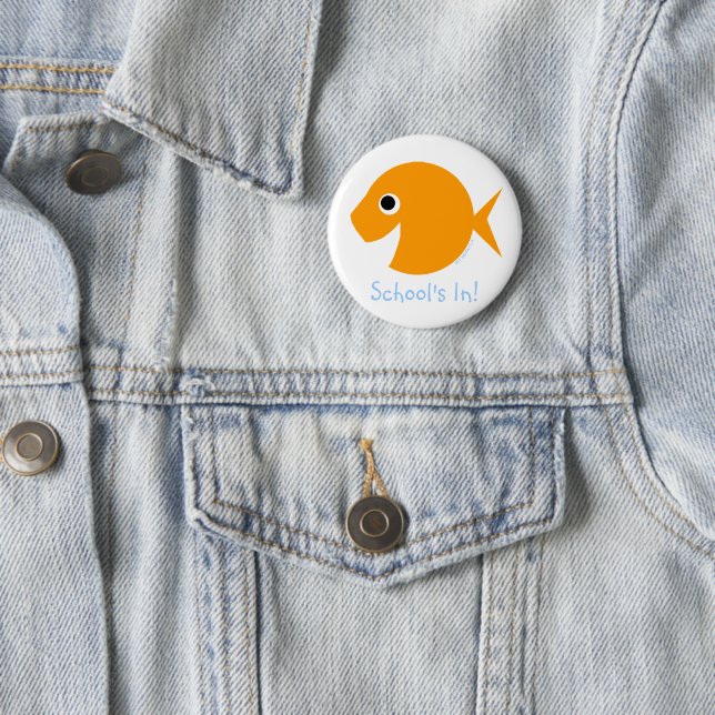 Back To School First Day of Class Cartoon Goldfish Pinback Button (In Situ)