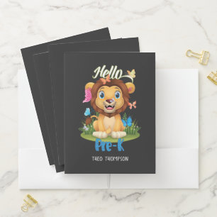 Back to School First Day of Pre-K Lion & Butterfly Pocket Folder