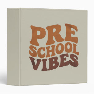 Back to School First Day of Pre-K Preschool Groovy 3 Ring Binder
