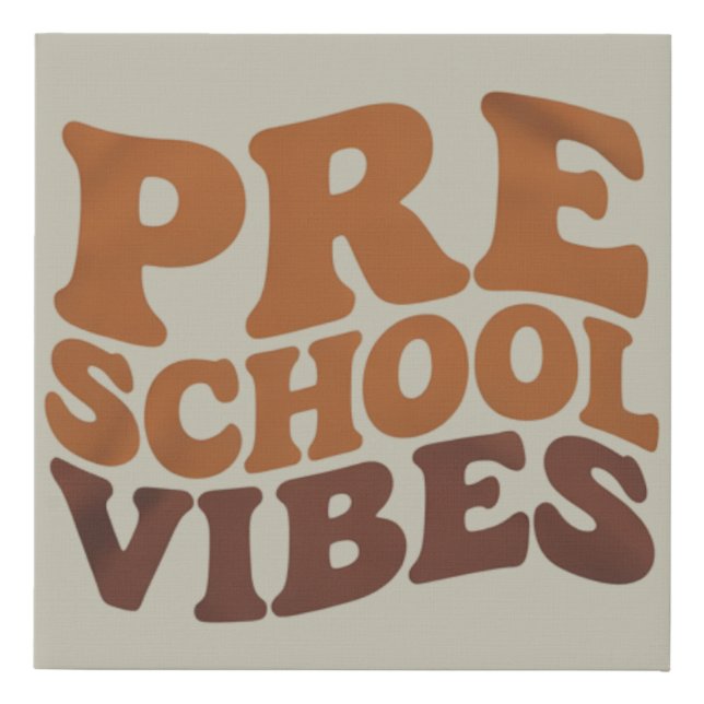 Back to School First Day of Pre-K Preschool Groovy Faux Canvas Print (Front)