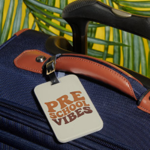 Back to School First Day of Pre-K Preschool Groovy Luggage Tag