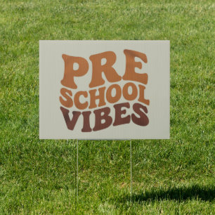 Back to School First Day of Pre-K Preschool Groovy Sign