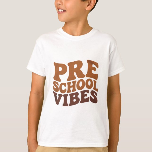 Back to School First Day of Pre-K Preschool Groovy T-Shirt (Front)