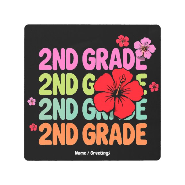 Back to School First Day of Second Grade Cute  Metal Print (Front)