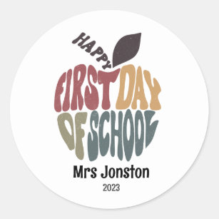 Back to School First Day Teacher Apple Class Classic Round Sticker