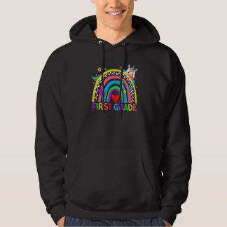 Back To School First Grade 1st Grade Rainbow Unico Hoodie