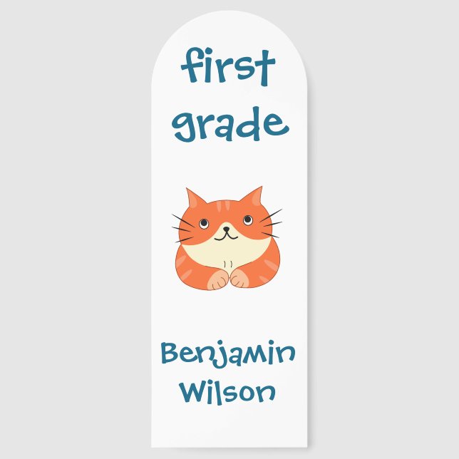 Back to School First Grade Cute Cat for Kids Bookmarks (Front)