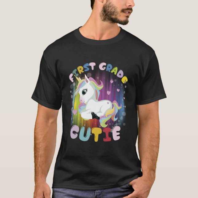 Back To School First Grade Unicorn Cutie Unicorn T-Shirt (Front)