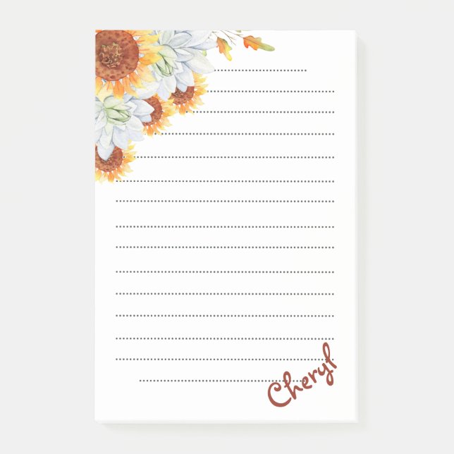 Back to School Floral Post-it Notes (Front)
