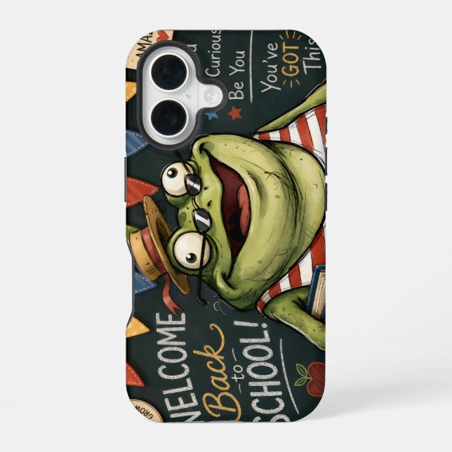 Back to School Frog PNG, Teacher Classroom Decor,  iPhone Case (Back)