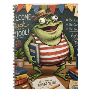Back to School Frog PNG, Teacher Classroom Decor,  Notebook