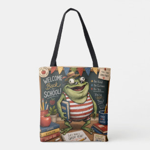 Back to School Frog PNG, Teacher Classroom Decor, Tote Bag