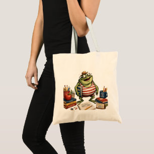 Back to School Frog PNG, Teacher Classroom Decor, Tote Bag