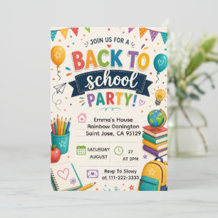 Back to School Fun Classroom Party Invitation