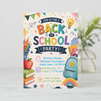 Back to School Fun Classroom Party Invitation
