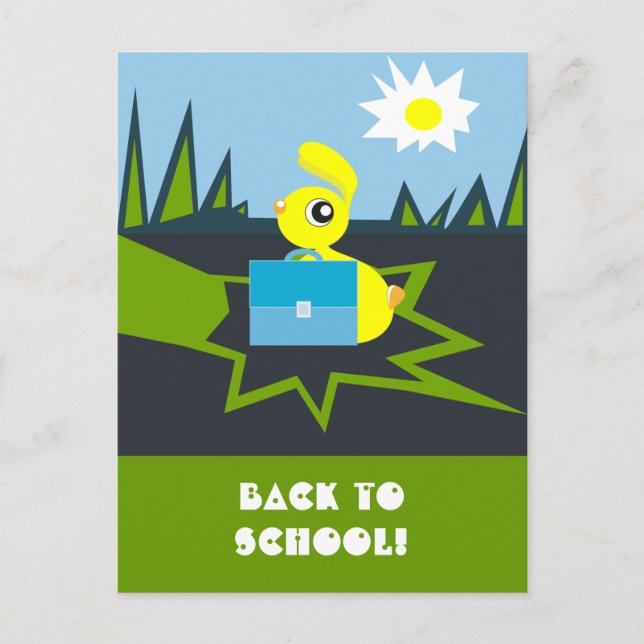 Back to school Funny Bunny Postcard (Front)