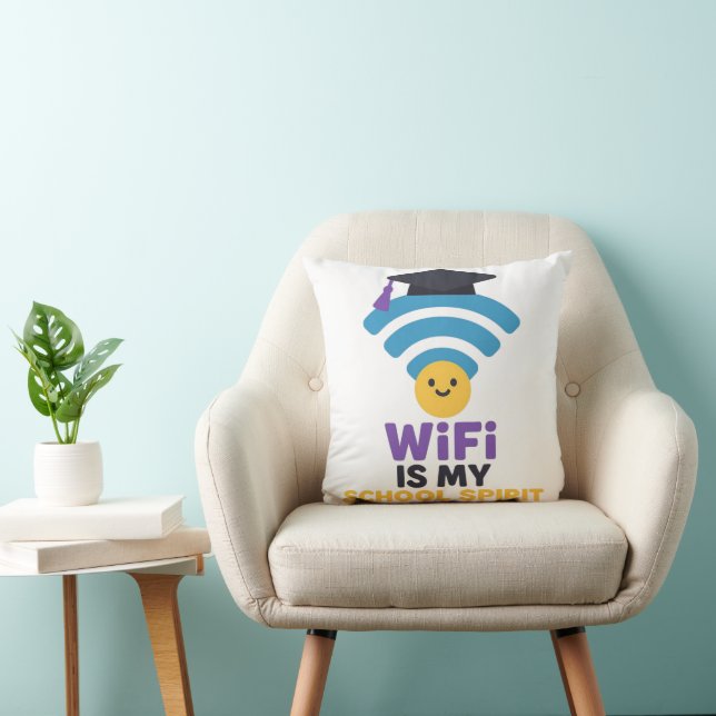 Back to School Funny Student Life WiFi Humor Throw Pillow (Chair)