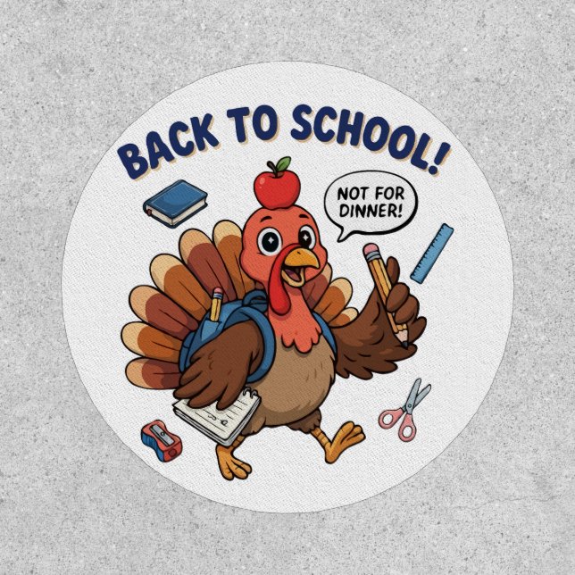 Back to School Funny Turkey Design Patch (Front)