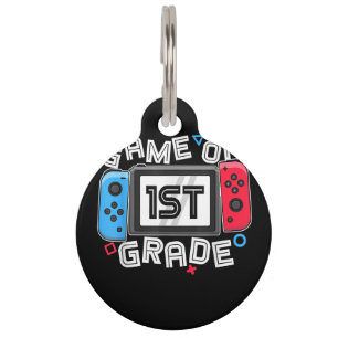 Back To School Game On 1st Grade Funny Gamer Kids Pet ID Tag
