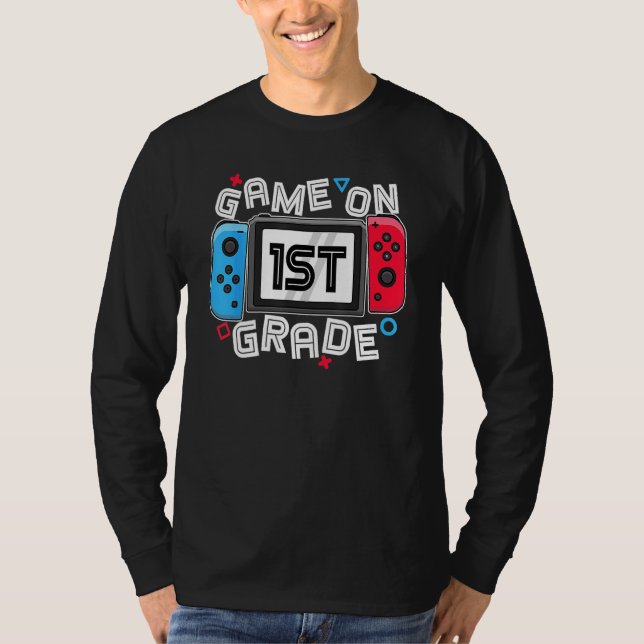 Back To School Game On 1st Grade Funny Gamer Kids  T-Shirt (Front)