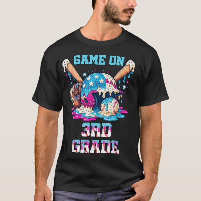 Back To School Game On Third Grade Baseball First  T-Shirt (Front)