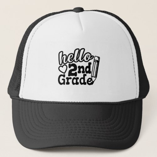 Back To School Gift _ Hello Second 2nd Grade Kid Trucker Hat