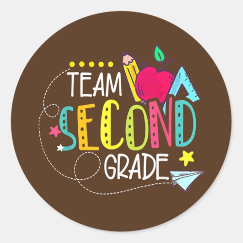 Back To School Gifts Team Second Grade 2nd Classic Round Sticker
