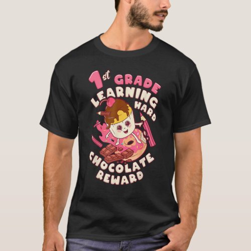 Back To School Girl 1st Grade chocolate candy D T_Shirt