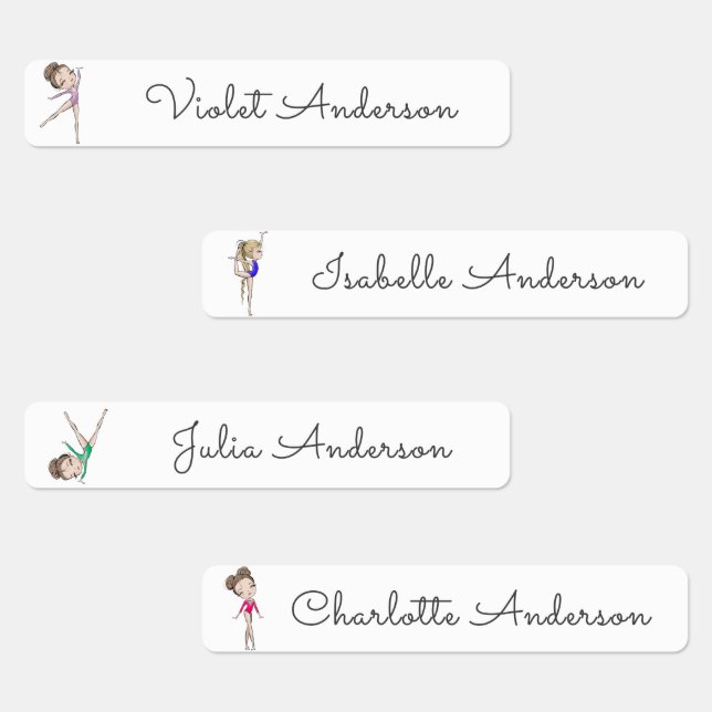 Back to School Girls Gymnastics Kids Name Labels (Group)