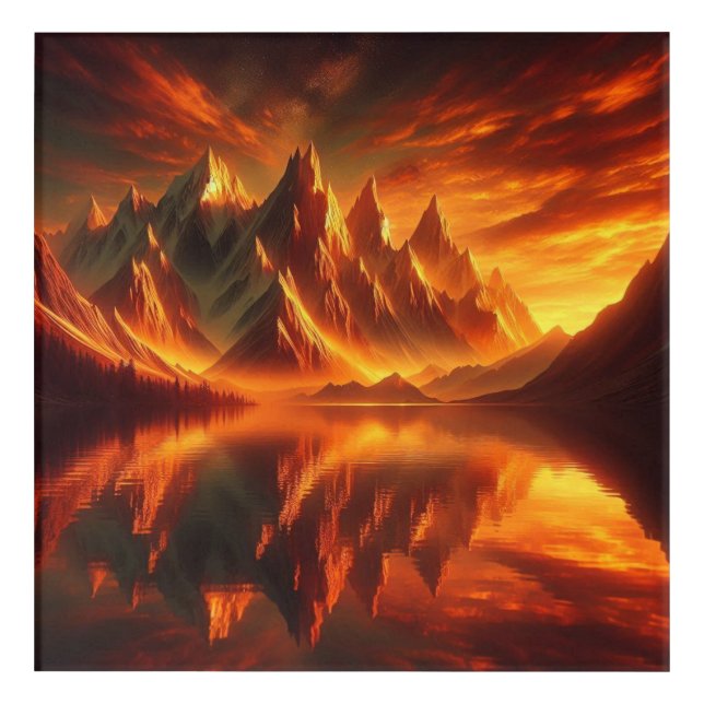 Back to School Glowing Horizon Peaks Acrylic Print (Front)