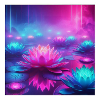 Back to School Glowing Neon Lotus Mirage Acrylic Print