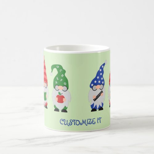 Back to School Gnomes on Green Coffee Mug