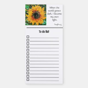 back to school gold sunflower in pixel art magnetic notepad