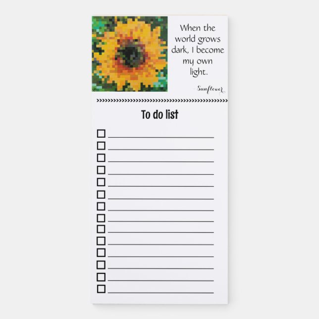 back to school gold sunflower in pixel art magnetic notepad (Front)