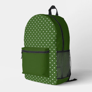Back to School Green White Polka Dots Printed Backpack
