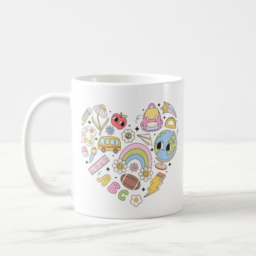 Back to School Groovy Colorful Heart Coffee Mug