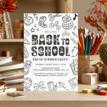 Back To School Handdrawn End Of Summer Party