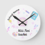 Back to School happy face Round Clock