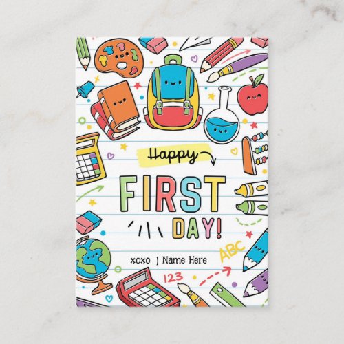 Back to school Happy First Day Enclosure Card