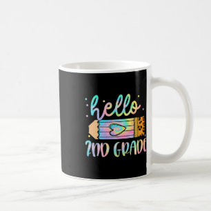 Back To School Hello 2nd Grade Leopard Tie Dye Pen Coffee Mug