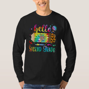 Back To School Hello 2nd Grade Leopard Tie Dye Pen T-Shirt