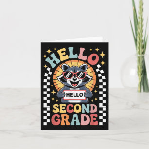 Back To School Hello 2nd Grade Raccoon Second Grad Card