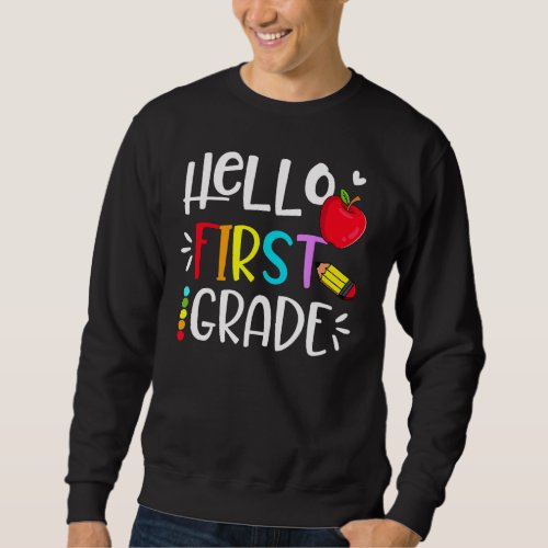 Back To School Hello First 1st Grade Tie Dye Penci Sweatshirt