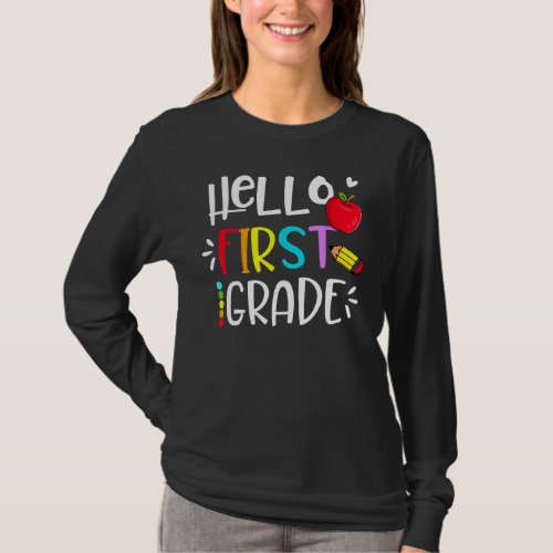 Back To School Hello First 1st Grade Tie Dye Penci T_Shirt