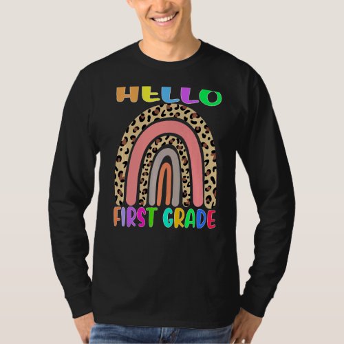 Back To School Hello First Grade Teacher Rainbow T T_Shirt