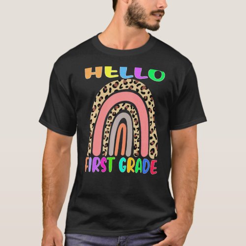 Back To School Hello First Grade Teacher Rainbow T T_Shirt