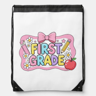 Back To School Hello First Grade Team 1st Grade Drawstring Bag