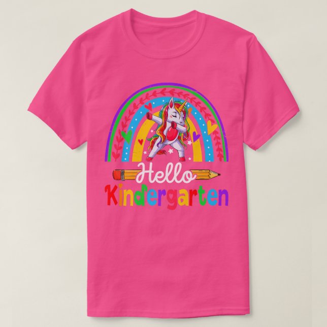 Back To School Hello Kindergarten Dabbing Unicorn  T-Shirt (Design Front)