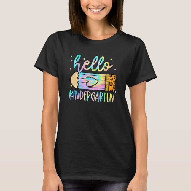 Back To School Hello Kindergarten Leopard Pencil K T-Shirt (Front)