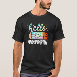 Back To School Hello Kindergarten Leopard Tie Dye T-Shirt